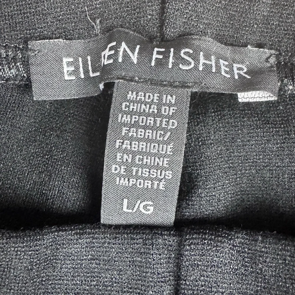 Eileen Fisher Pants Women Large Black Ponte Knit Ankle Zip Legging Stretch